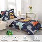 Wowelife Toddler Bedding Sets For Boys, Premium 4 Piece Dinosaur Toddler Comforter Set, Blue Grey Toddler Bed Set, Super Soft An