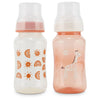 Premium 2-Pack Baby Bottles - 11 Ounce, Hourglass Shape, Fun Boys And Girls Prints, Clear Cover - Bpa-Free