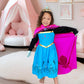 Cokos Box Girls Princess Coronation Dress Costume Cape Gloves Tiara Crown Accessories Kids Set, Blue, 8 Years