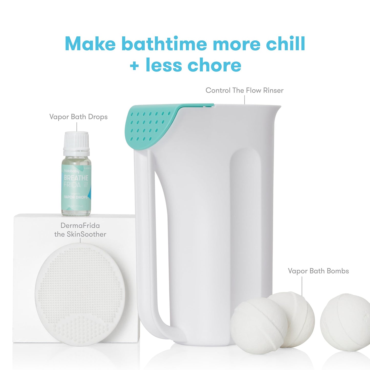 Frida Baby Baby Bath Upgrade Kit | Infant And Toddler Bath Essentials, Rinser Cup, Baby Bath Silicone Brush, Bath Bombs, Essenti