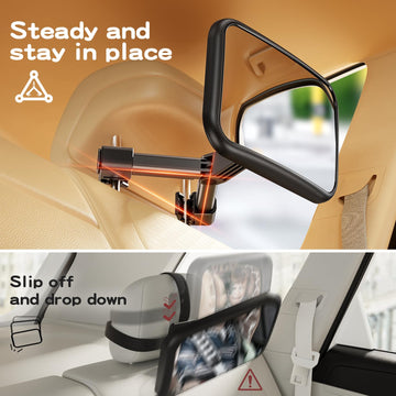 Tazeni Baby Car Mirror For Baby Hook Clip Design Shake Baby Mirror For Car Seat Mirror Rear Facing Never Shake Easy Install Back