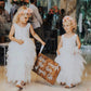 2Bunnies Girl Peony Lace Back A-Line Tiered Tutu Tulle Flower Girl Dress (White Sleeveless Maxi, 3T)