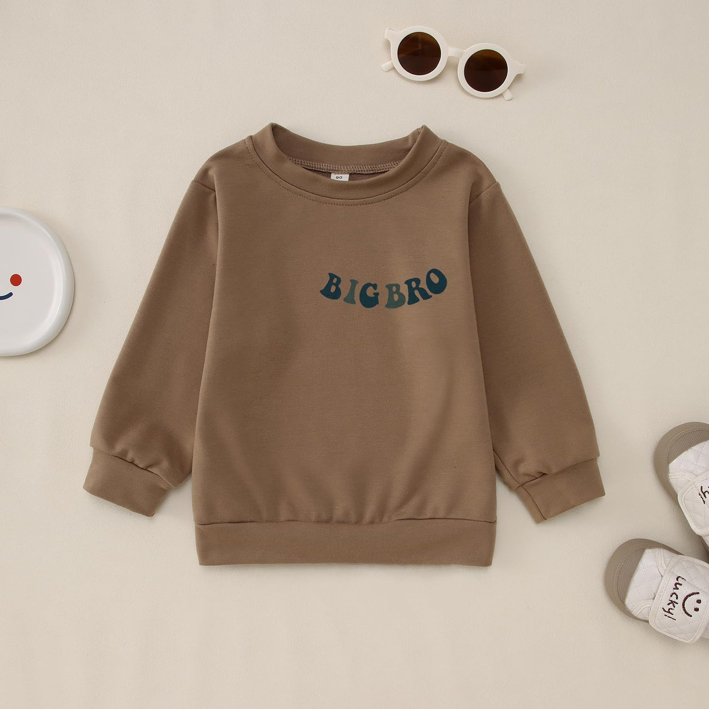 Boutikome Big Brother Sweatshirt Toddler Baby Boy Cool Big Bro Club Shirts Announcement Pullover Long Sleeve Fall Tops(Brown,4-5