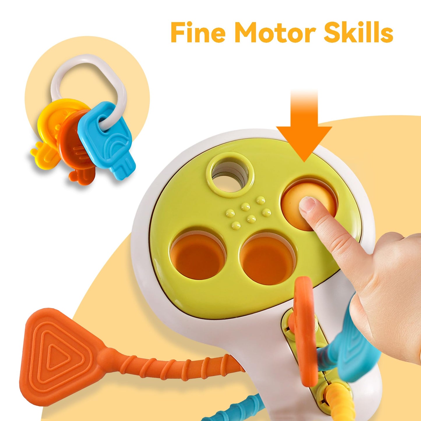 iPlay, iLearn Baby Toy 6-12 Month, Infant Fish Teething Sensory Toy, Toddler Busy Key Activity Fidget Toys, Montessori Learning