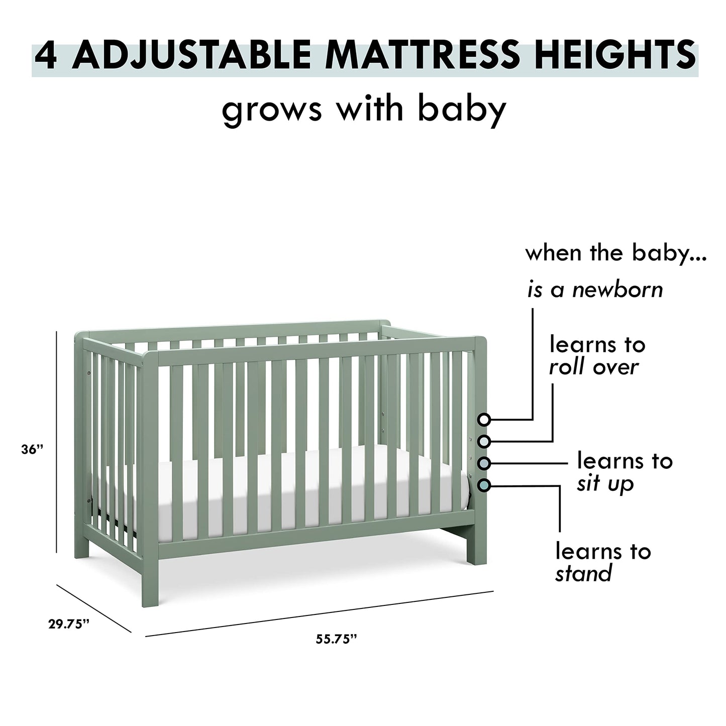 Carters by DaVinci Colby 4-in-1 Baby Crib Convertible to Toddler Bed, Daybed, Full-Size Bed - Durable - GREENGUARD Gold Certifi