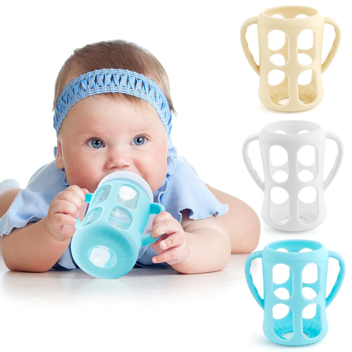 Silicone Sleeves For Philips Avent Baby Bottles 3 Pack, Anti Breakage Baby Bottle Holder With Handle For Avent Glass Natural Bab