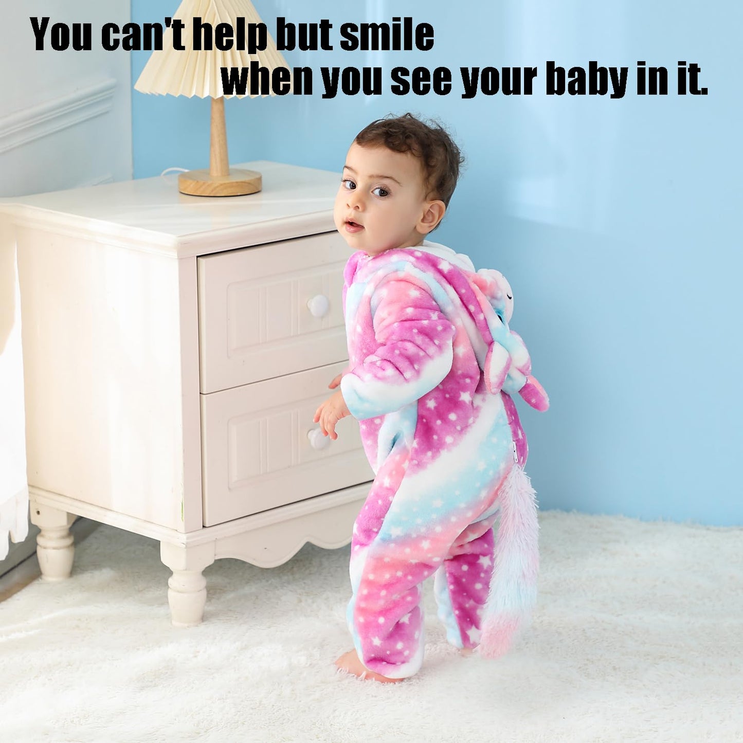 Qiaoniuniu Halloween Baby Unicorn Costumes Toddler Outfit Infants Cosplay Romper 12-18 Months