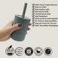 Cascade Kids Silicone Toddler Smoothie Cups with Straw, Unbreakable Training Cup with Straw for Babies and Toddlers for less mes