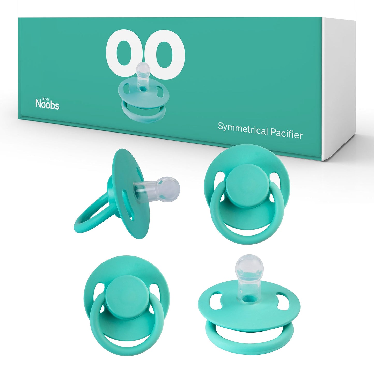 Symmetrical Pacifier By Lovenoobs, 4 Pack, Pacifiers 0-6 Months, Baby Starter Kit, Newborn Silicone Dummy, Orthodontic, Teething