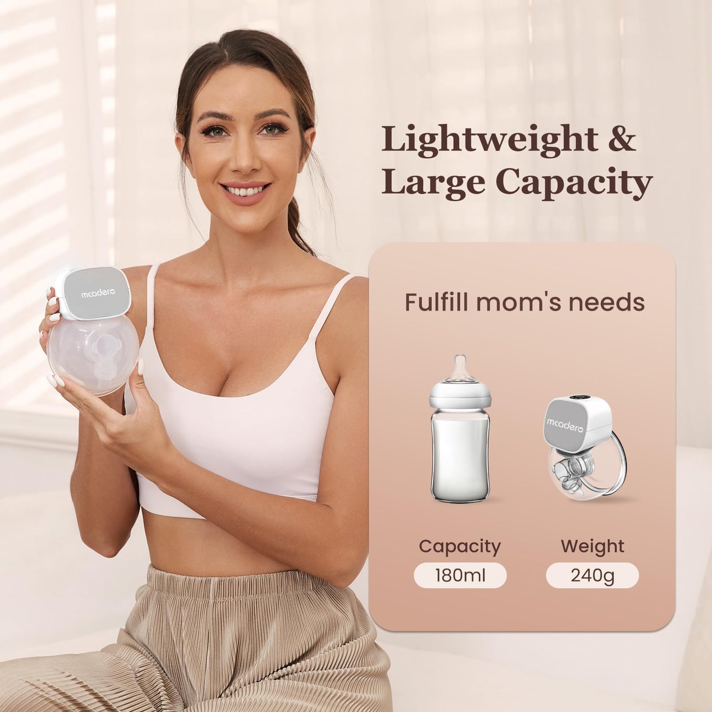 Mcadero M5 Electric Breast Pump - Wearable Hands-Free Pump With Led Display - 4 Modes & 12 Levels - Portable & Wireless - Soft D