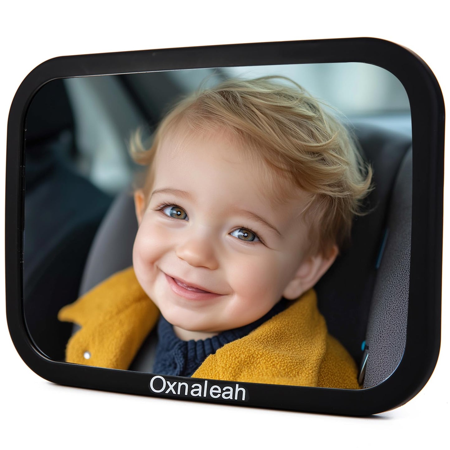 Oxnaleah Car Mirror for Baby,Shake proof,Shatterproof Baby Car Mirror for Safe Travel, 360 Rotation, Clear Wide View, Easy Insta