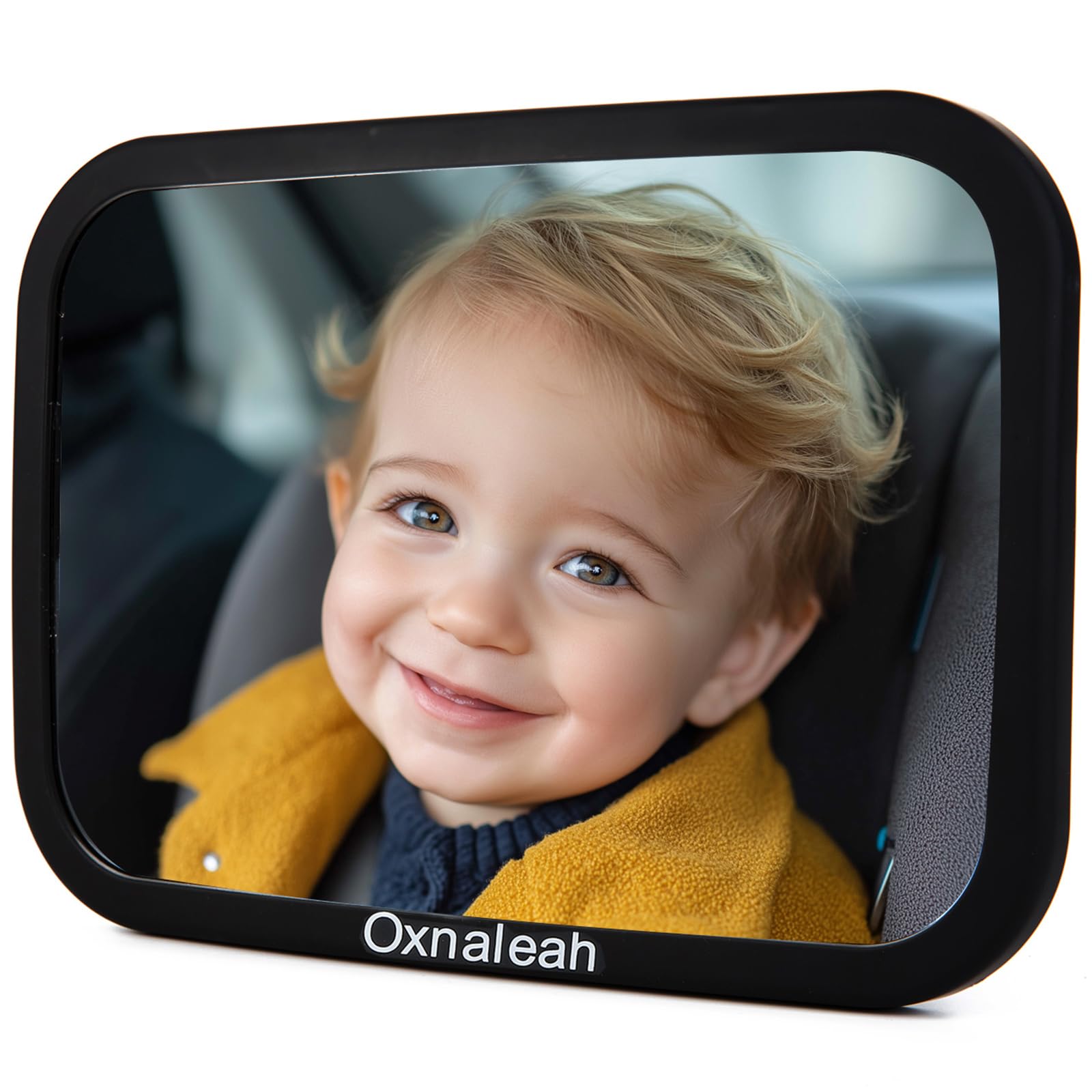 Oxnaleah Car Mirror for Baby,Shake proof,Shatterproof Baby Car Mirror for Safe Travel, 360 Rotation, Clear Wide View, Easy Insta