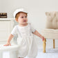 Glamulice White Infant Baby Boy Christening Baptism Outfit Christening Romper Baptism Clothes 6-12 Newborn Formal Party Baptism