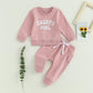 Creairy Newborn Baby Girl Outfits Daddys Girl Sweatshirt Long Sleeve T-Shirt Tops Pants Set Sweatsuit Toddler Fall Clothes (Pink