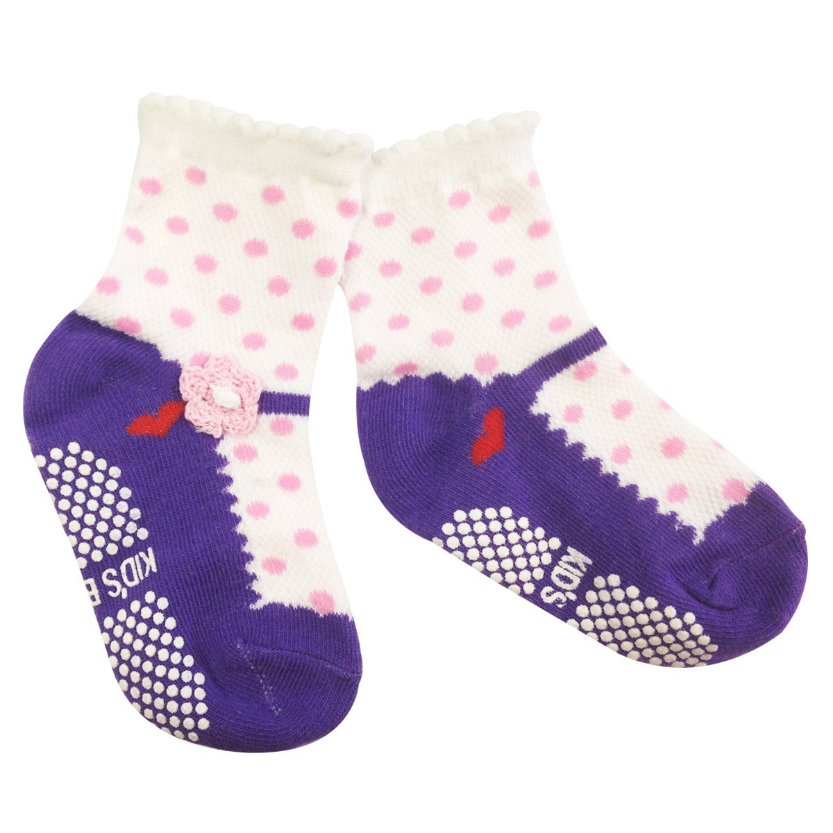 Allydrew Mary Jane Polka Dots Non-Skid Baby Socks 1T-3T, Set Of 4
