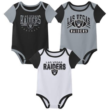 Outerstuff Nfl Newborn Baby And Infant Short Sleeve Bodysuit Variety 3-Pack - Las Vegas Raiders, 18M