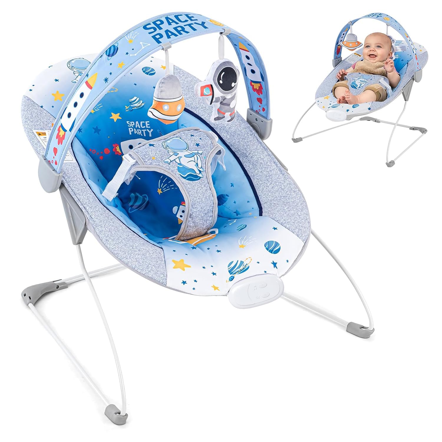 Baby Bouncer Soothing Infant Seat, Portable Baby Bouncer with Music Foldable Indoor & Outdoor Use for Baby 0-6 Months 6-20 lbs,B