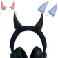 2X Demon Horns For Headset/Cosplay - Made In Usa -16 Colors Combos (Black)