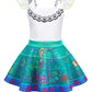 Wonderbabe Girls Mirabel Dress Up For Kids Cartoon Cosplay Princess Isabela Halloween Costume Outfits With Bag 7-8 Years