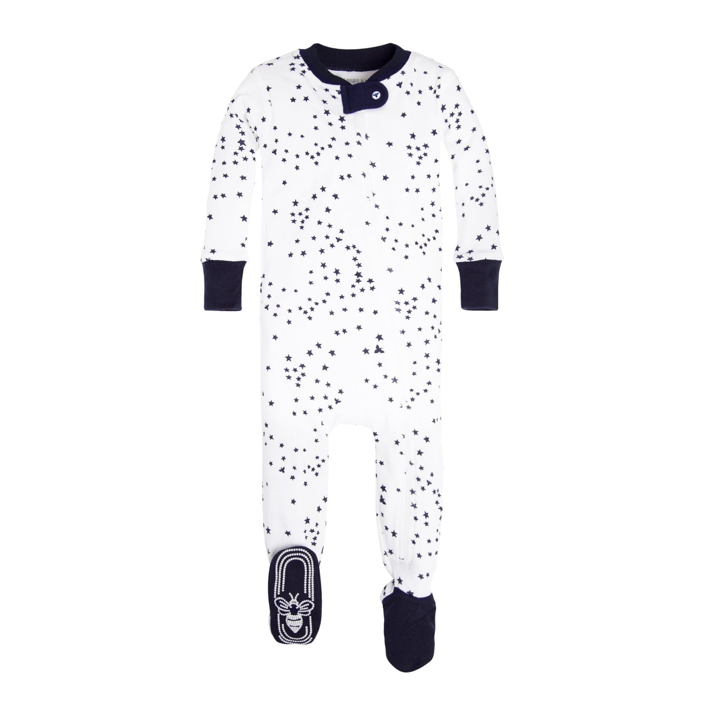 Burt'S Bees Baby Baby Boys Pajamas, Zip-Front Non-Slip Footed Pjs, Organic Cotton And Toddler Sleepers, Midnight Twinkle Bee, 12