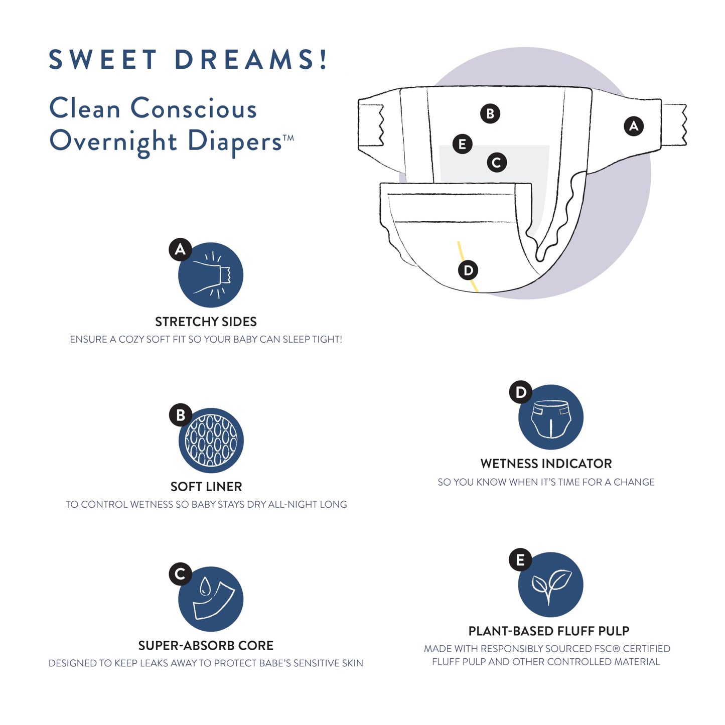 The Honest Company Clean Conscious Overnight Diapers | Plant-Based, Sustainable | Cozy Cloud + Star Signs | Club Box, Size 4 (22