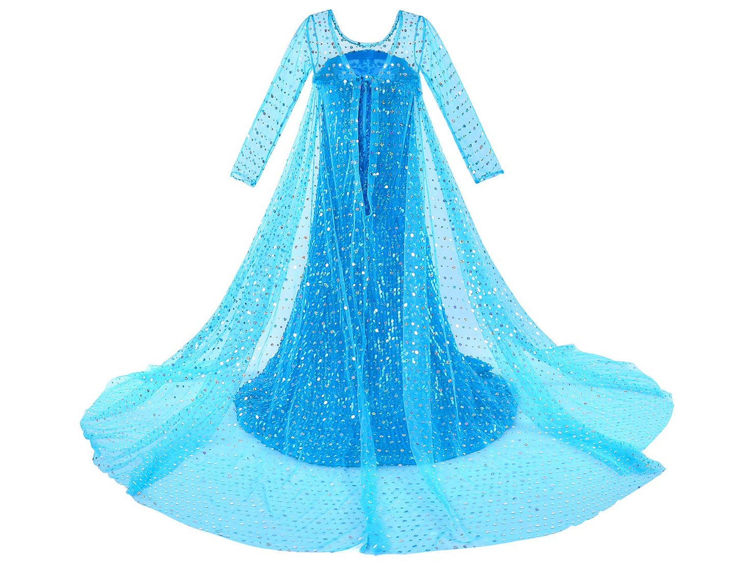 Luxury Princess Dress Costumes With Shining Long Cape Girls Birthday Party 7-8 Years