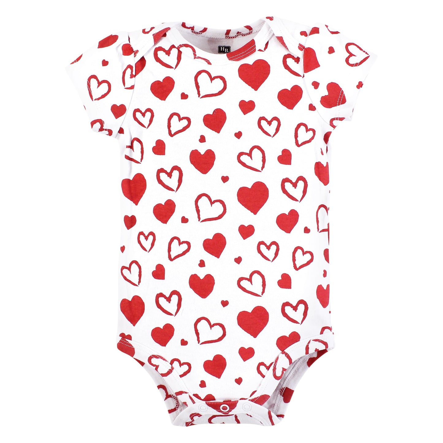 Hudson Baby Infant Girl Cotton Bodysuits, Valentine Hearts, 0-3 Months