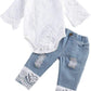 Baby Girl Clothes Outfits Toddler Infant Baby Romper Top+Jeans Clothing Set