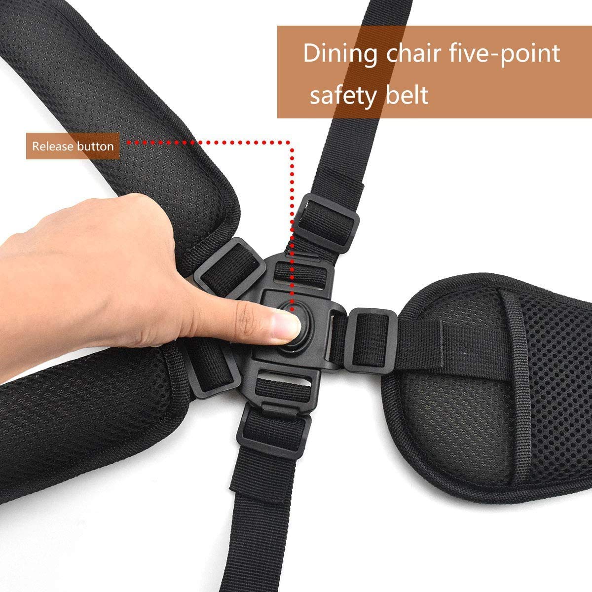 Kissral Universal 5 Point Harness Straps, Adjustable Baby Safety Strap Belt With Shoulder Pads And Guarding Pad, Harness Straps