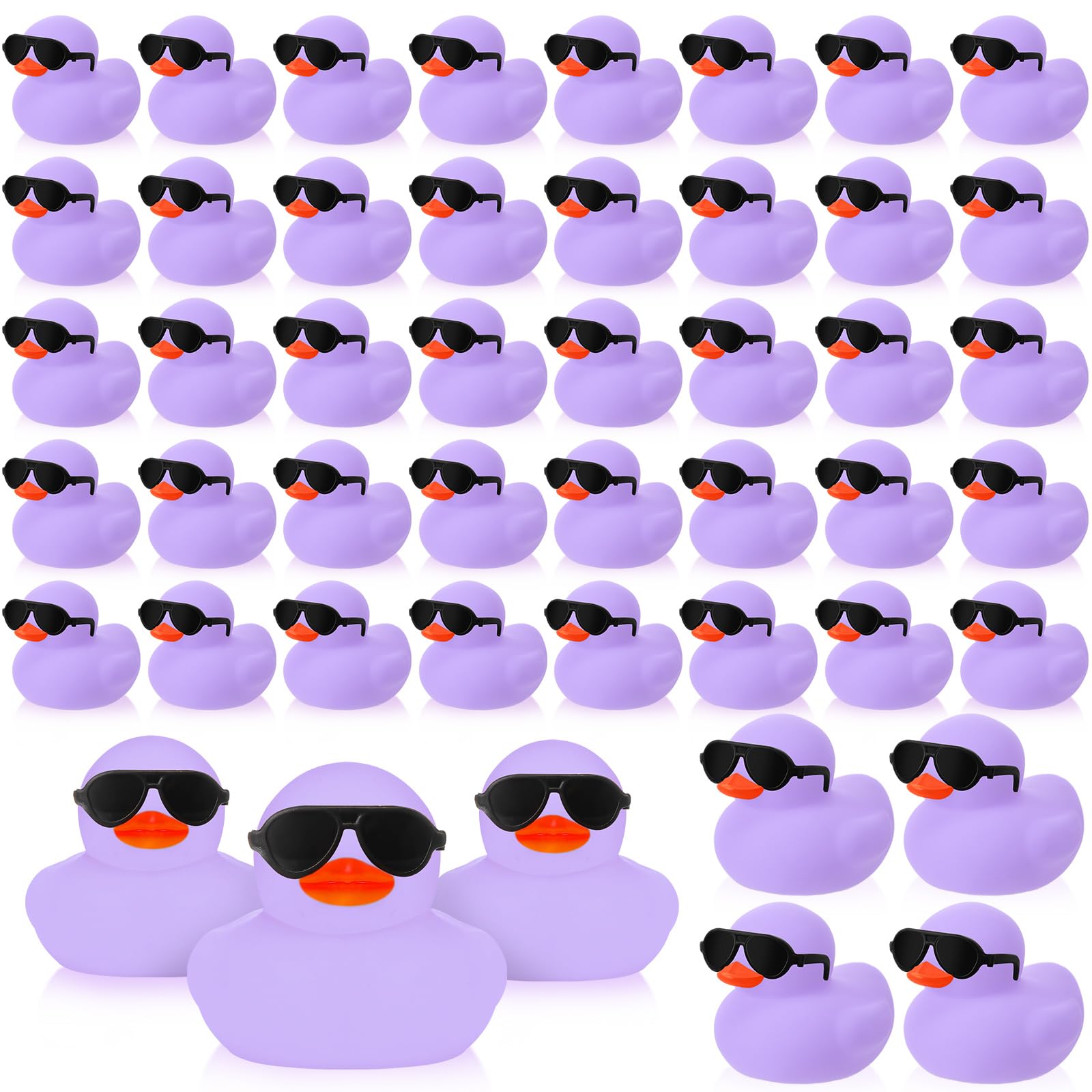 Sosation 36 Packs Mini Rubber Ducks with Sunglasses Sets 2.2 Inch Bath Squeaky Rubber Duckies Cute Float Bathtub Toys for Christ