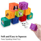 Kingtree Baby Blocks, 9PCS Soft Squeeze Building Blocks Stacking Toys for 6+ Months Babies, Baby Teething Chewing Educational Bl