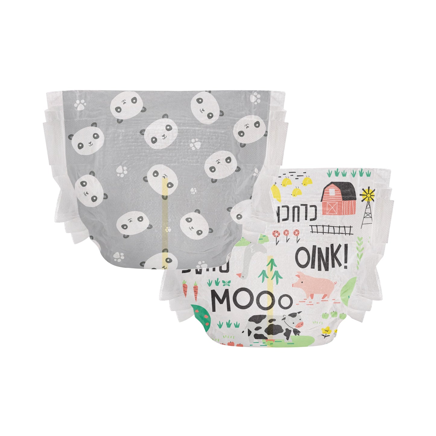 The Honest Company Clean Conscious Diapers | Plant-Based, Sustainable | Pandas + Barnyard Babies | Club Box, Size 2 (12-18 Lbs),