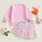 Lagkiyoj Toddler Girls Valentines Day Outfits Long Sleeve Letter Print/Embroidery Sweatshirt+Tulle Skirt Set Baby Clothes (Red L