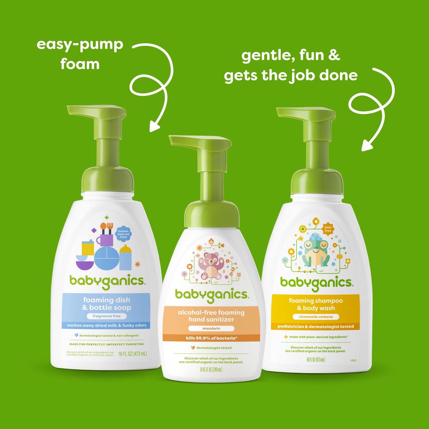 Babyganics Baby Shampoo + Body Wash Pump Bottle, Chamomile Verbena, Non-Allergenic And Tear-Free, 16 Fl Oz, Packaging May Vary