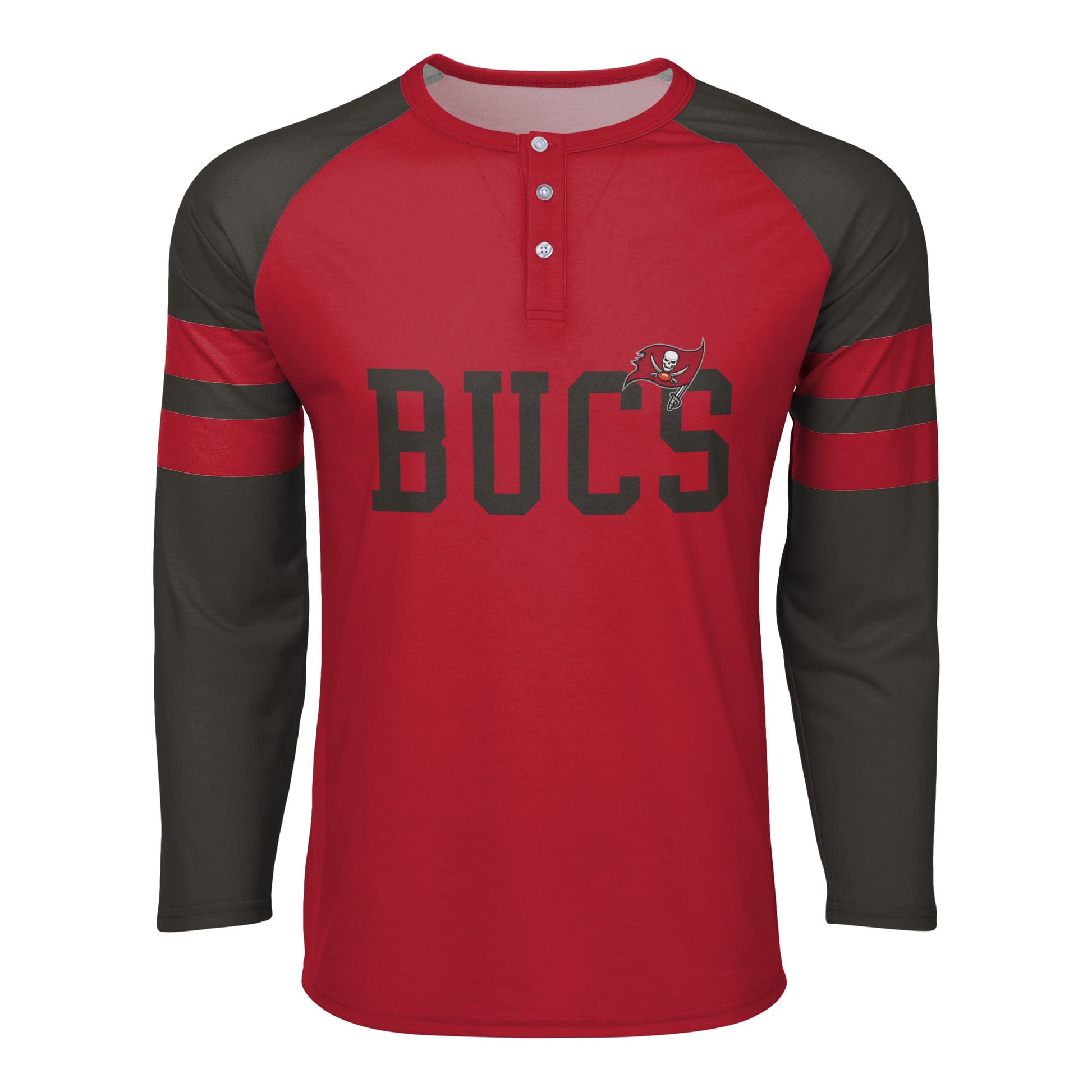 Foco Tampa Bay Buccaneers Nfl Mens Team Stripe Wordmark Long Sleeve Henley