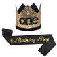 Maticr Glitter First Birthday Crown Baby Boy 1St Bday Party Hat Cake Smash Photo Prop (Large Gold & Black One)
