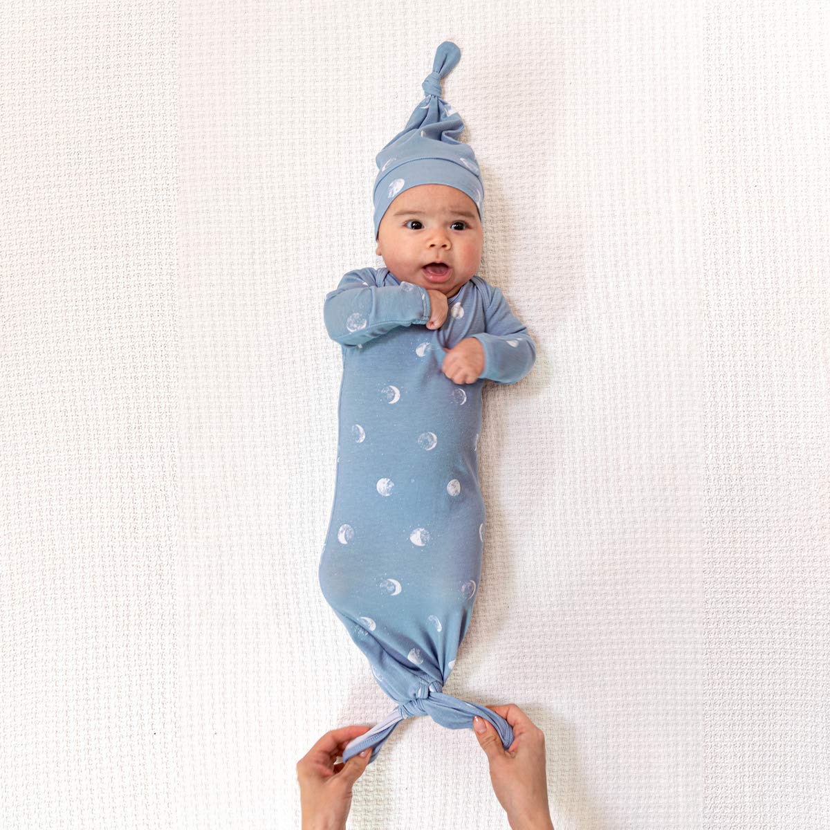 Aden + Anais Comfort Knit Knotted Newborn Baby Gown And Hat, Super Soft Cotton With Spandex, Infant Gown With Fold Over Mitten C
