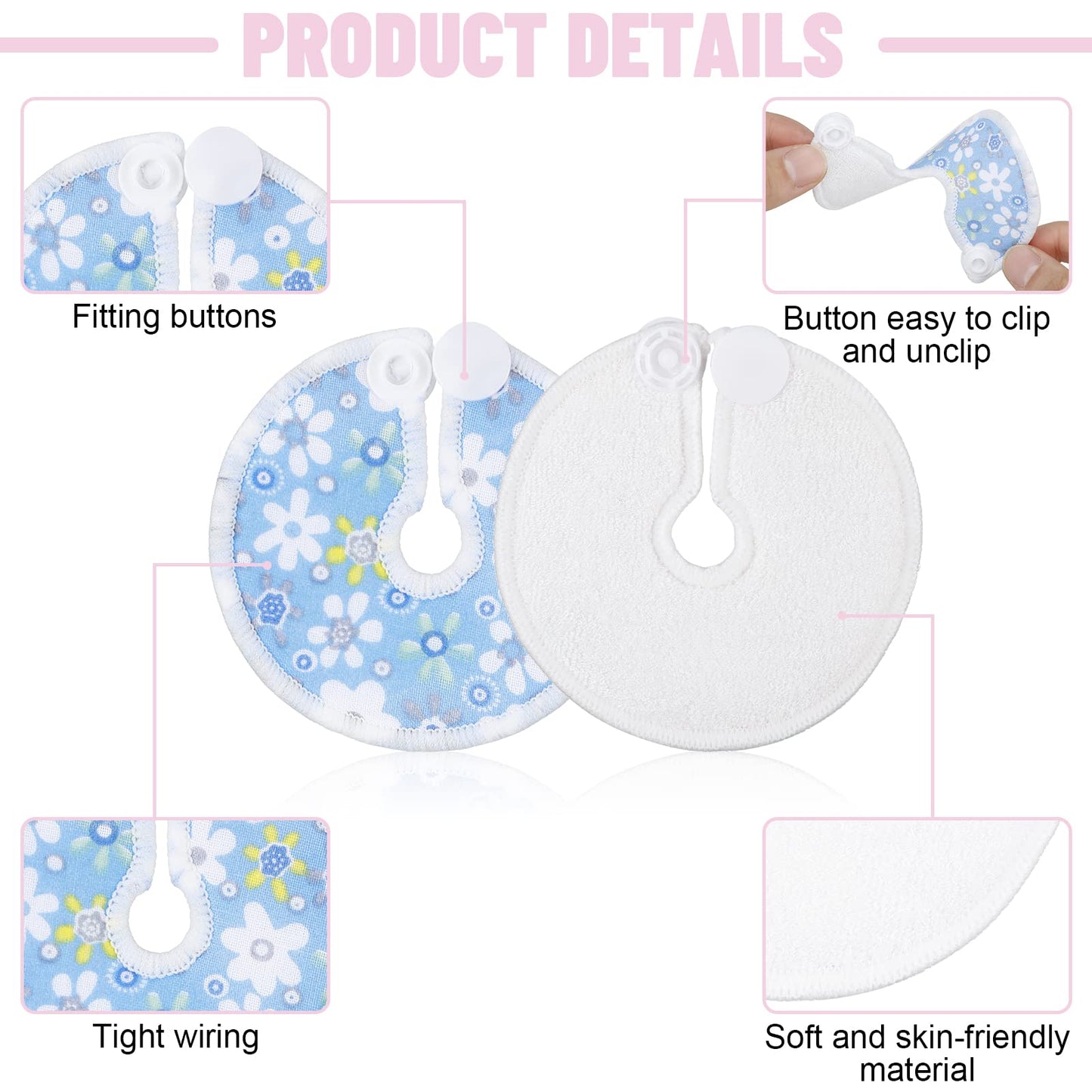 32 Pieces G Tube Button Covers G Tube Pad Holder Cotton Pads For Feeding Support Reusable Feeding Cotton Supplies Soft Covers Fo
