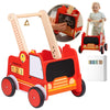 Wooden Baby Walker With Wheels - Baby Walkers For Boys Fire Truck Walker Baby - Walker For Baby Boy With Rigged Handles - Adjust