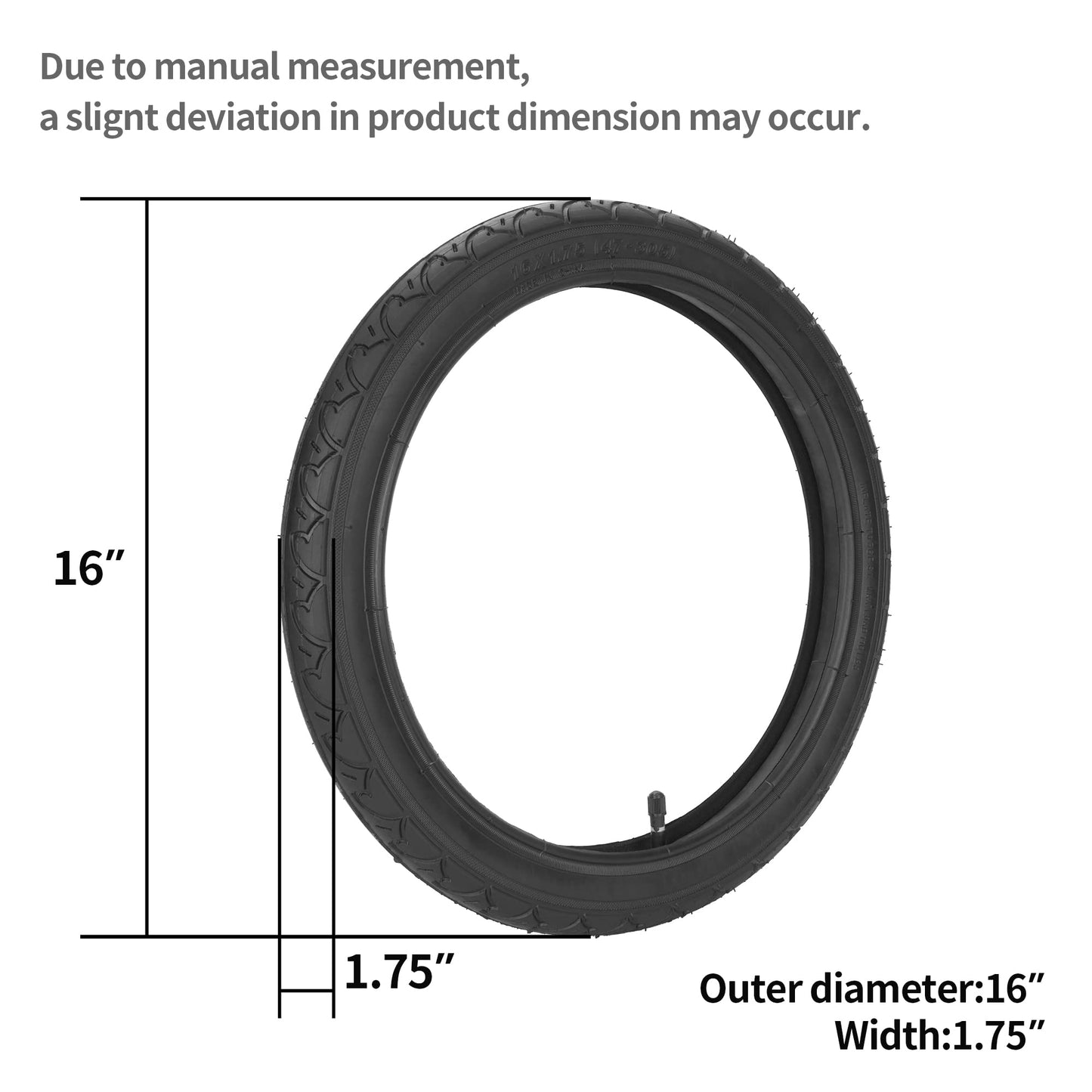 Rutu One Set Rear 16X1.75 Tire (47-305) And 16X1.75/2.125 Inner Tube For Kid Bicycle Bob Revolution Se/Pro/Flex,Compatible With
