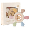 Lyrovo Silicon & Wood Teether For 3+ Months Baby, Bpa Free, Beige, Infants (3 In 1)
