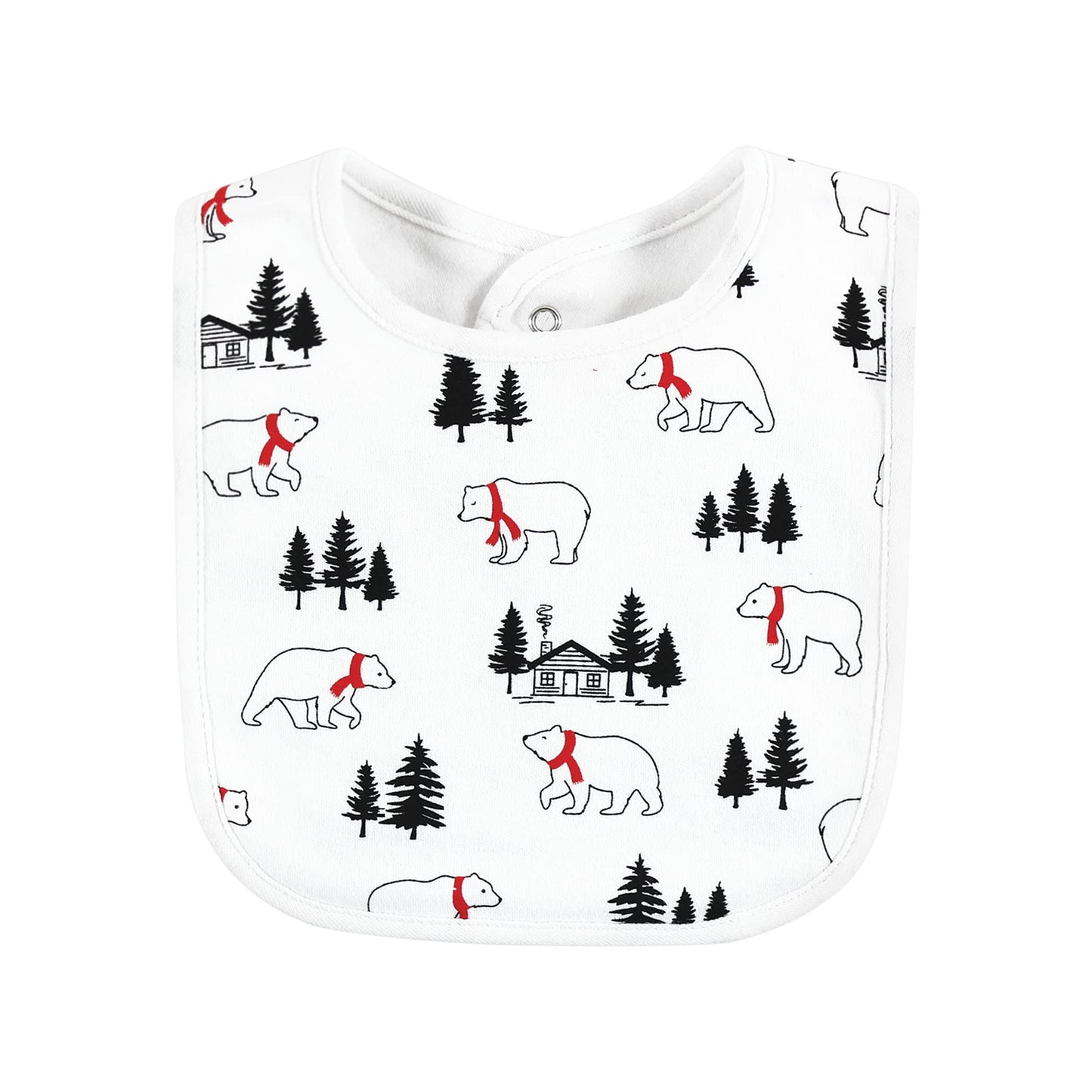 Hudson Baby Unisex Baby Cotton Bibs, Buffalo Plaid Bear, One Size