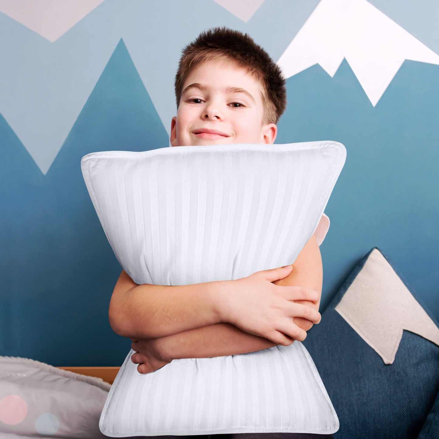 Utopia Bedding Youth Pillow (White, 2 Pack), 16X22 Kids Pillow For Sleeping, Soft And Breathable Cotton Blend Shell, Polyester F
