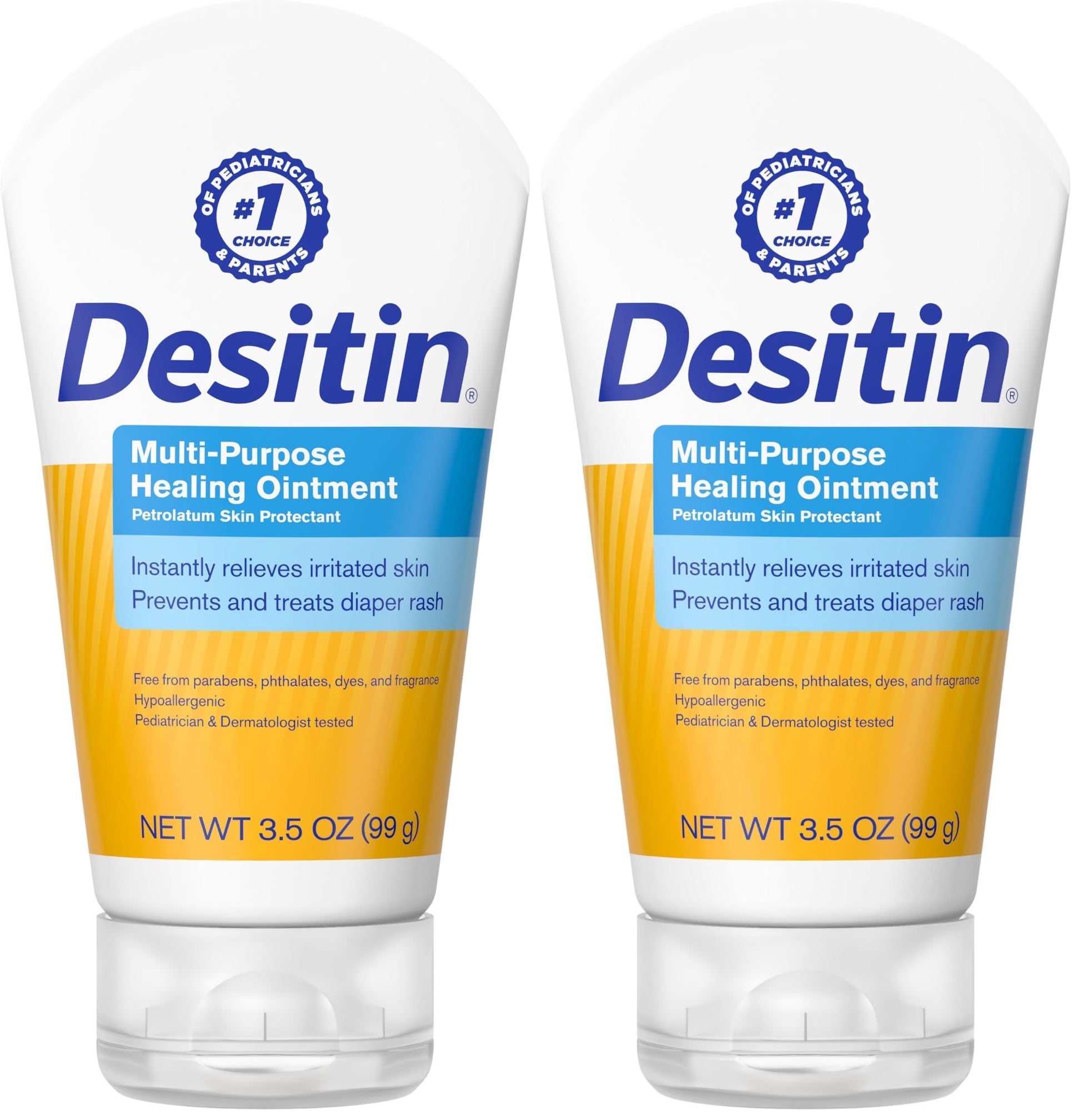 Desitin Skin Protectant Diaper Rash Ointment | Multi-Purpose | With Vitamins A & D | Travel Size | Pack of 2