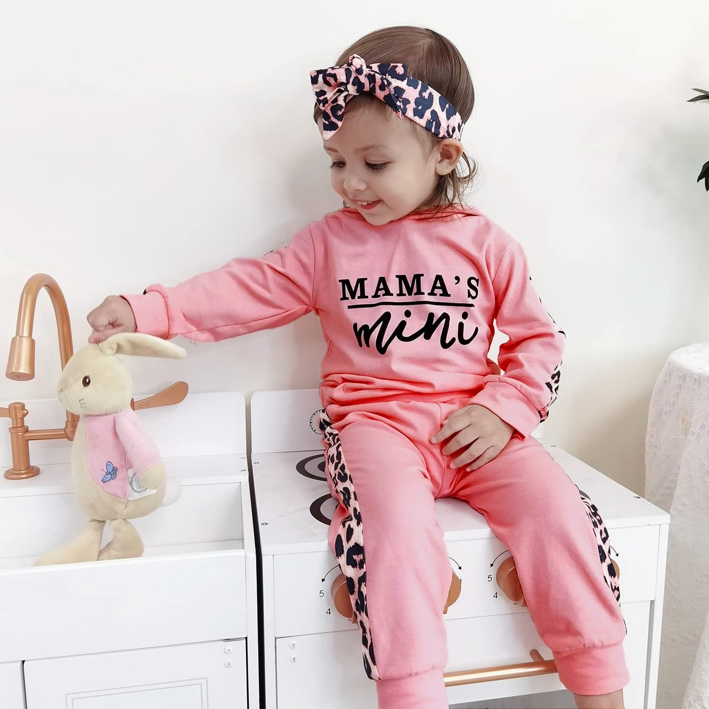Yvowming 3T Girl Clothes Outfits Toddler Peach Hooded Sweatshirt Pants Headband Toddler Winter Clothes