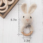 Youuys Wooden Baby Rattle Toys, Easter Bunny Rattle for Baby Crochet Bunny Rattle Toy Natural Wood, Shaker Rattle for Hand Grips
