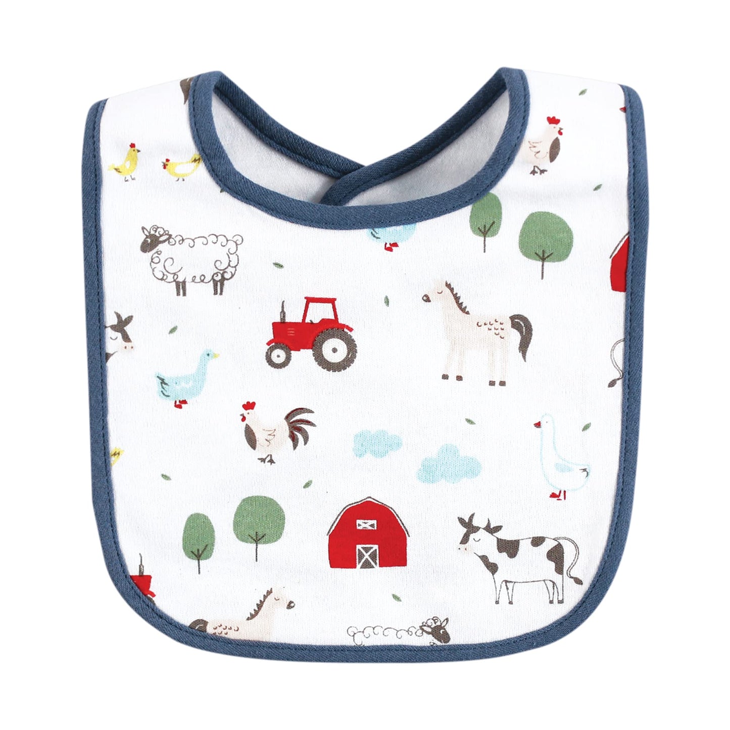 Hudson Baby Unisex Baby Cotton Bibs, Green Farm Animals, One Size