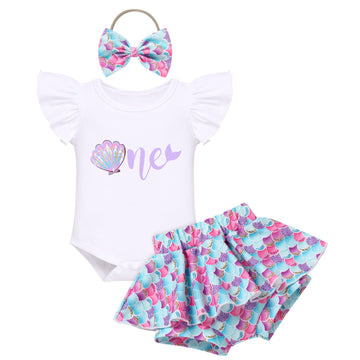 Mermaid Birthday Outfit One Cake Smash Half Way To First 1St Birthday Outfit Girl Baby Toddler Romper Tutu Bummies For Infant He