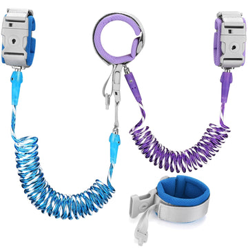 Accmor Toddler Leash With Key Lock, 2 In 1 Upgraded Anti Lost Wrist Link, 2 Packs Reflective Baby Leash With 360 Degree Rotating