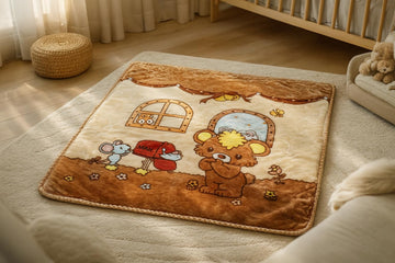 Soft Teddy Bear Blanket for Babies  Cozy 107x101 cm Nursery Throw for Newborns, Toddler Blanket with Cute Design (Blue)